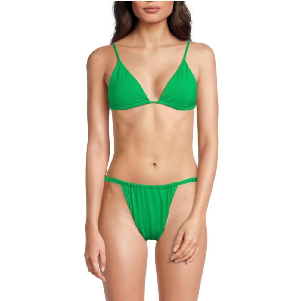 WeWoreWhat Cooper Triangle Bikini and Ruched Bottom Set (XXL)